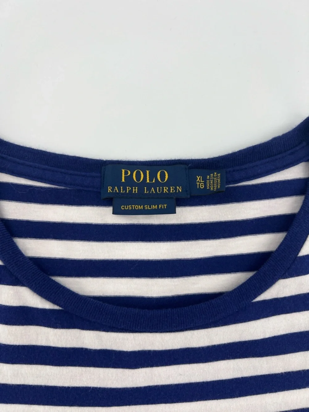 Polo Ralph Lauren Navy White Striped Short‎ Sleeve Tee nautical coastal XL